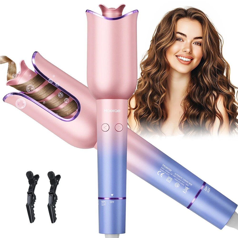 (image for) MOERAE Automatic Curling Iron, Curling Iron 23 mm Curling Iron with Negative Ions 3 Temperature Anti-Scald Design Intelligent Automatic Curling Iron